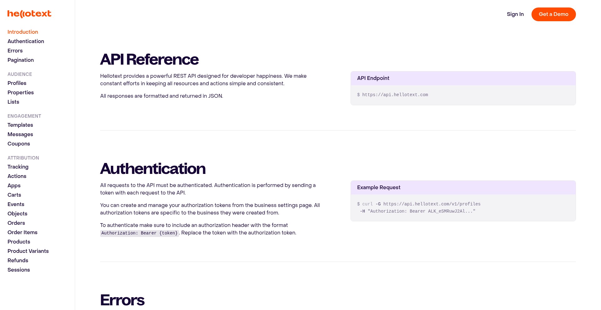 API Reference | Hellotext